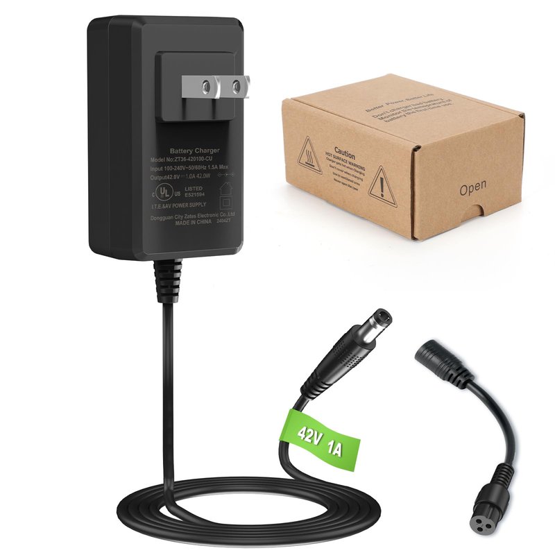 APOOHEP 42V Compact Electric Scooter Hoverboard Charger for Hover-1 Gotrax Jetson & More 36V Lithium Battery, UL Certified Safe & Powerful & Small with 2 Common Connectors
