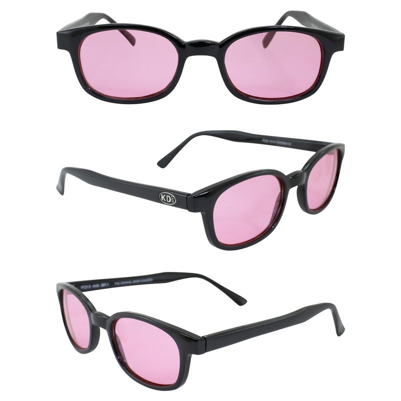 X-KD's Sunglasses 1014 20 Percent Larger than Original KD's ANSI Z80.3 Black w/Pink Lenses