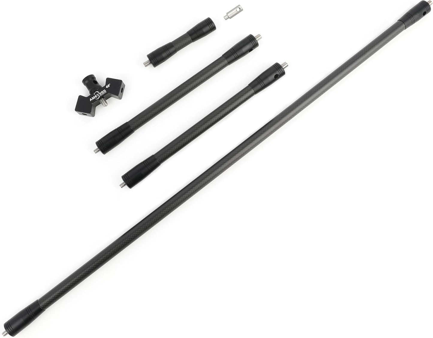 Archery Bow Stabilizer Set - 3K Carbon Balance Bar with Rubber Weights | 4-30 Inch Options for Recurve & Compound Bows