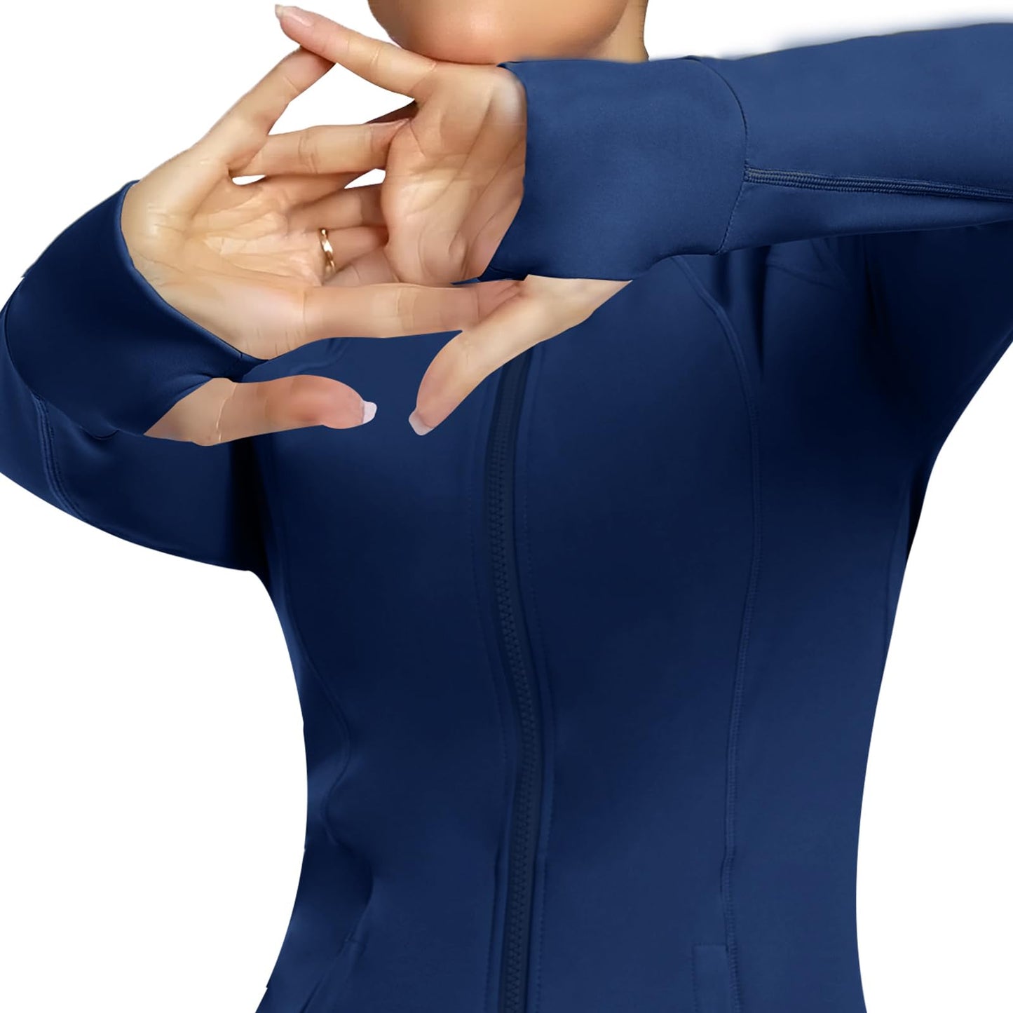 Cighay Women's Athletic Full Zip Lightweight Workout Jacket With Pockets Running Slim Fit Yoga Sportwear With Thumb Holes