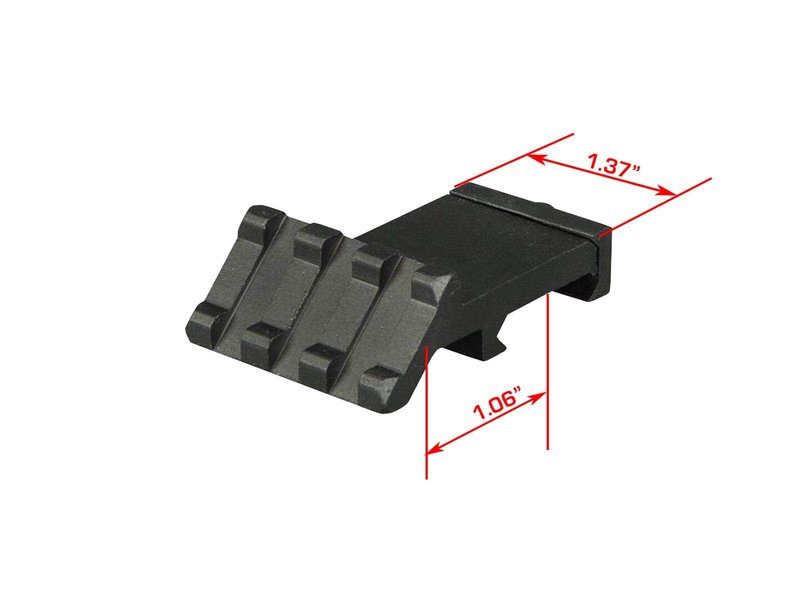 Low Profile Tactical Picatinny/Weaver 45 Degree Angle Mount, 1.37" Long with 3 Slots