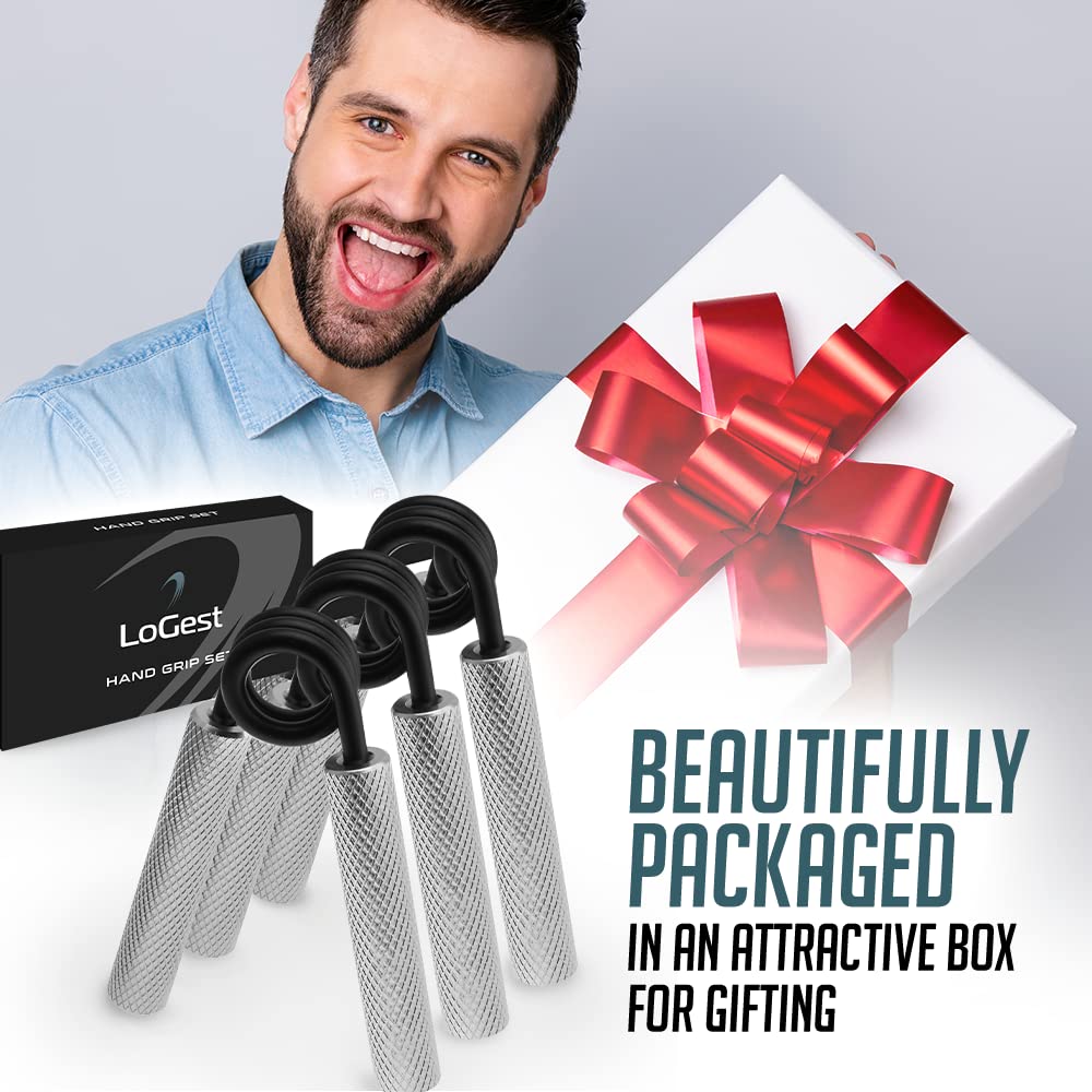 Logest Metal Hand Grip Set, 100LB-200LB 3 Pack No Slip Heavy-Duty Grip Strengthener with Gift Box, Great Wrist & Forearm Hand Exerciser, Home Gym, Hand Gripper Grip Strength Trainer