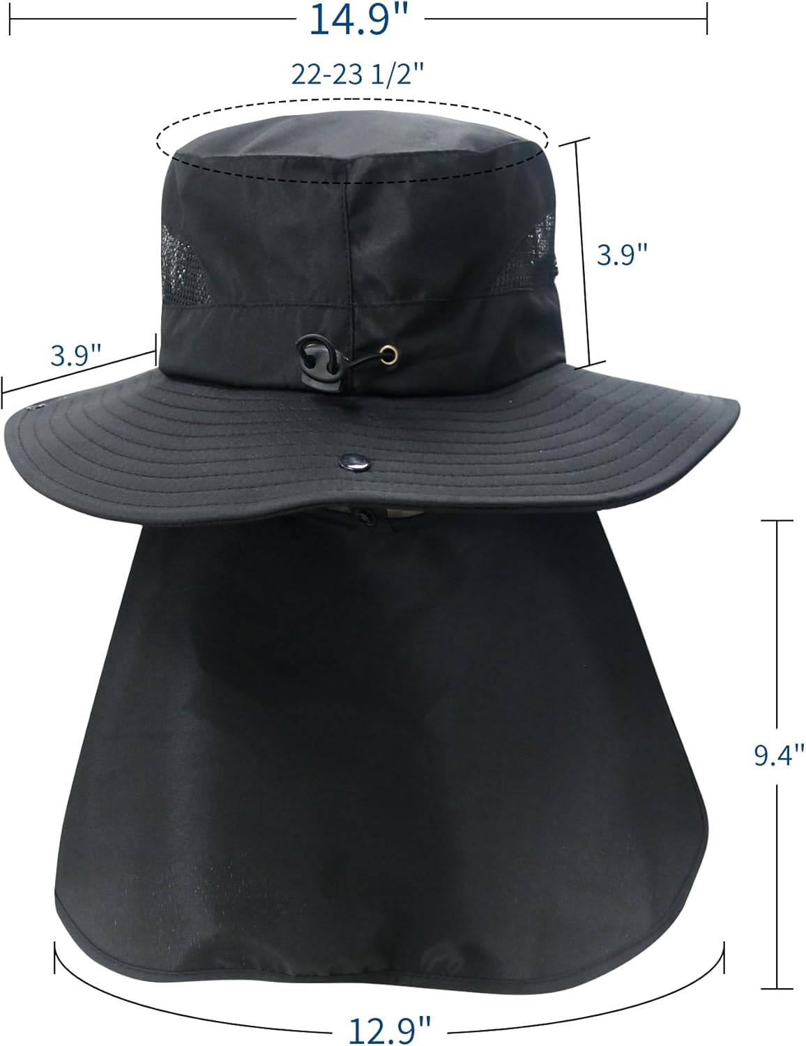 Sun Fishing Hat with Neck Flap - UV Protection Wide Brim Bucket Hat for Men & Women