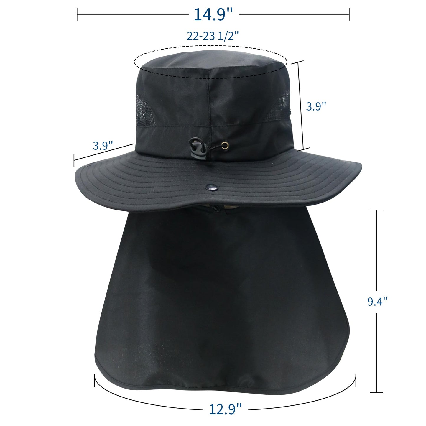 NPJY Sun Fishing Hats with Neck Flap for Men Women UV Sun Protection Safari Hat Wide Brim Bucket Hat Pure Lightgrey