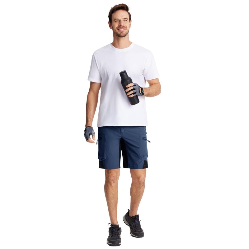 CRYSULLY Men's Summer Outdoor Shorts 9" Quick Dry Cargo Casual Work Hiking Dress Shorts Royal Blue M
