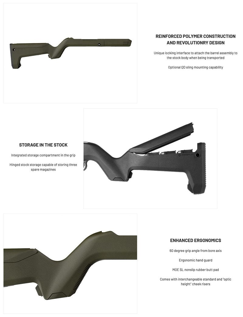 Magpul X-22 Backpacker Stock for Ruger 10/22 Takedown, Black