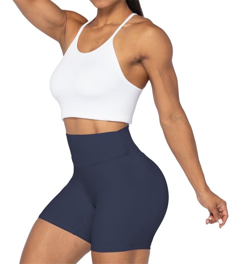 Sunzel No Front Seam High Waist Biker Shorts for Women, Squat Proof Yoga Workout Gym Bike Shorts 8" Inseam Creamy Skin X-Large