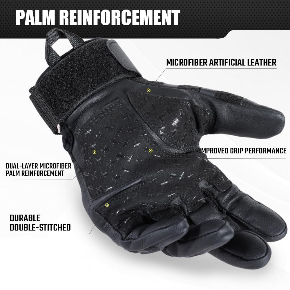 WTACTFUL Touch Screen Motorcycle Tactical Gloves for Men Airsoft Paintball Gear MTB Bike Cycling Cross-Country Motorbike ATV Hunting Hiking Riding Driving Work Outdoor Full Finger Gloves XL Black