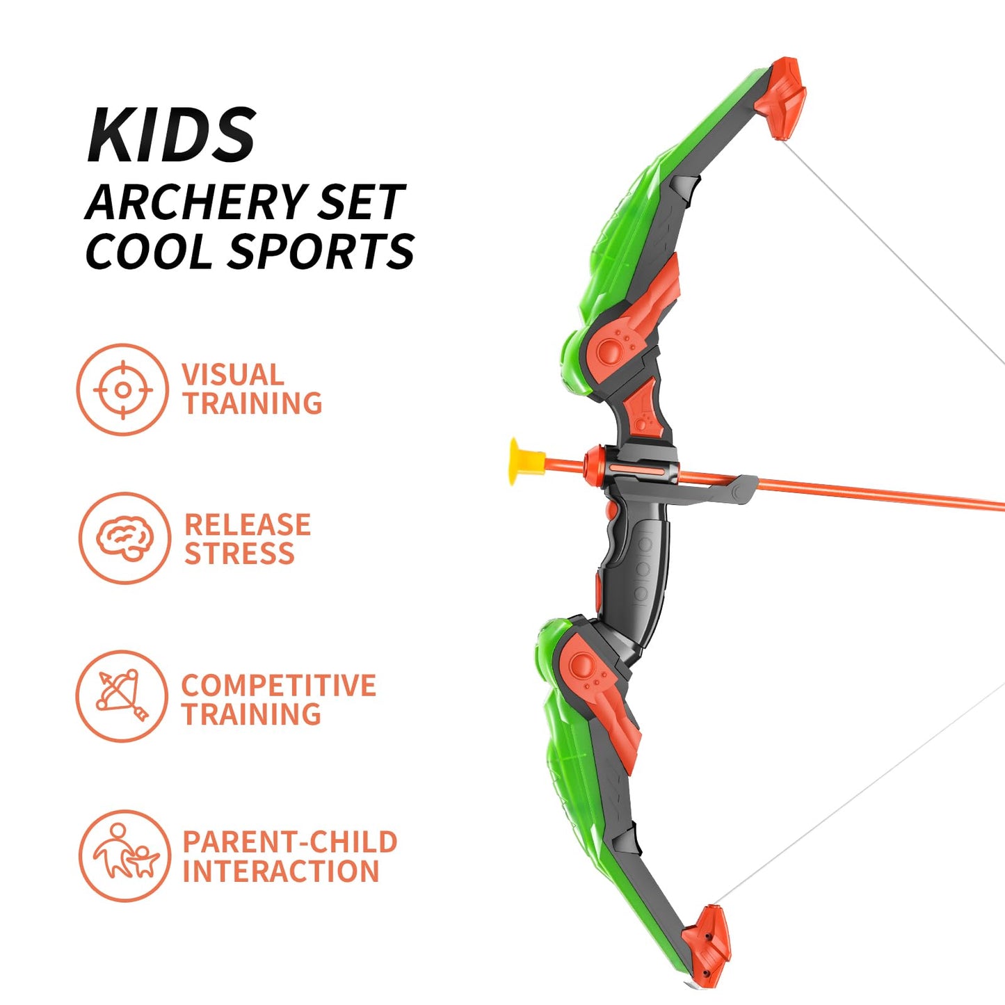 Bow and Arrow Set for Kids - LED Light Up Archery Toy Set - Includes 10 Suction Cup Arrows, Target & Quiver, Indoor & Outdoor Kids Archery Boys Toys