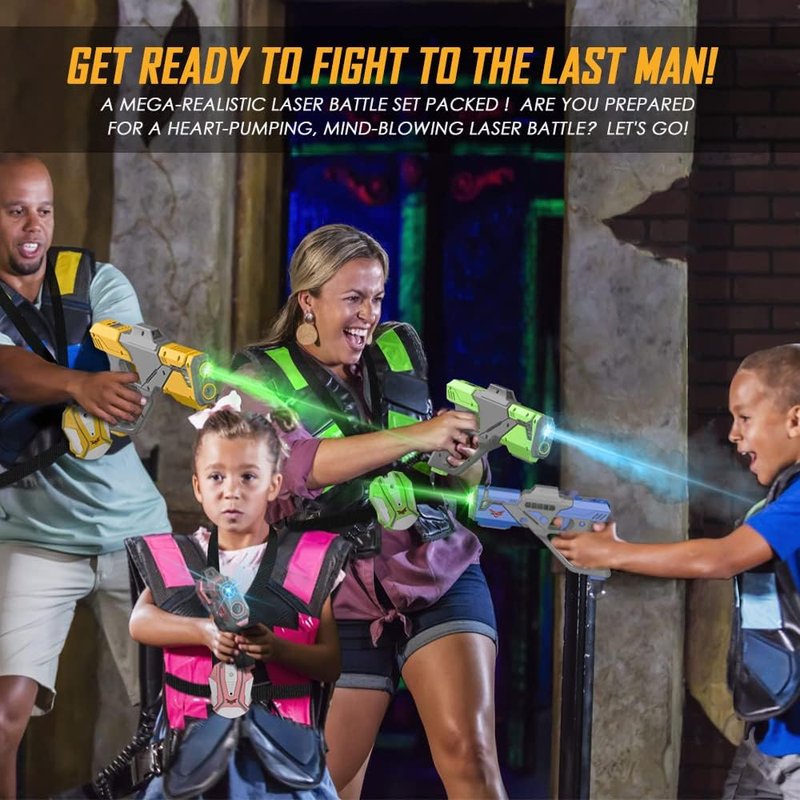 Rechargeable Laser Tag Set - Upgrade Laser Tag Guns with Vests & LED Digital Display | Multi-Player Game for Ages 8+