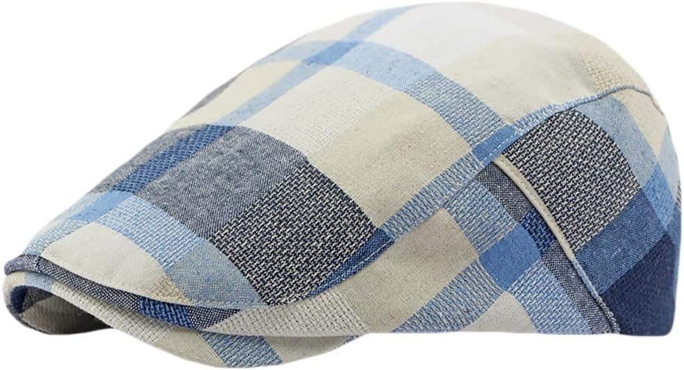 Plaid Newsboy Hat - Adjustable Flat Cap for Men & Women | Lightweight Ivy Cabbie Driving Hat