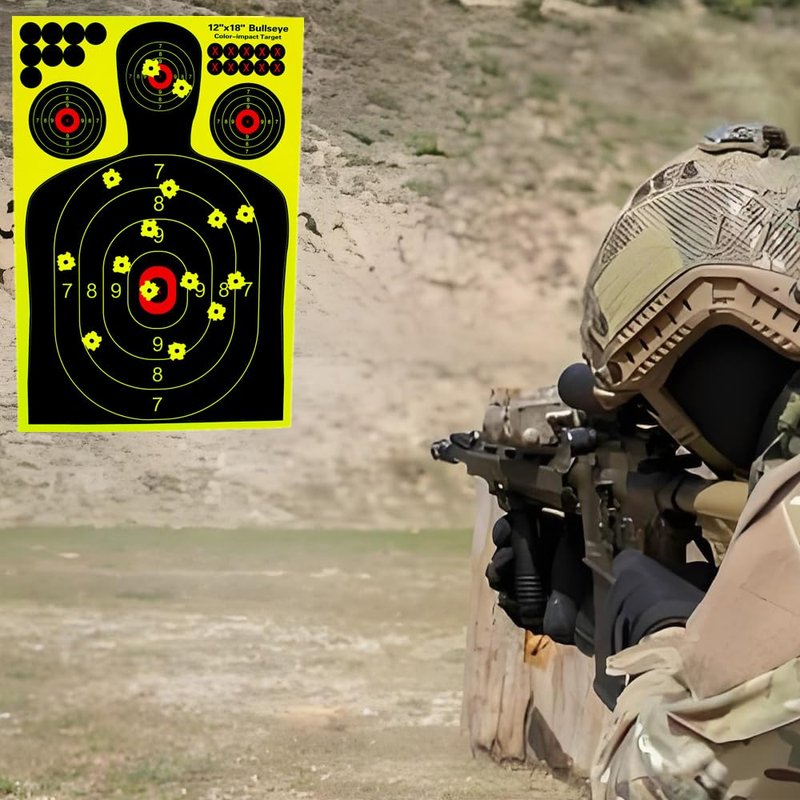 AimsoAces12x18 Inch Silhouette Splatter Targets - Multi-Color Reactive Paper for High-Visibility Shooting Practice (10)