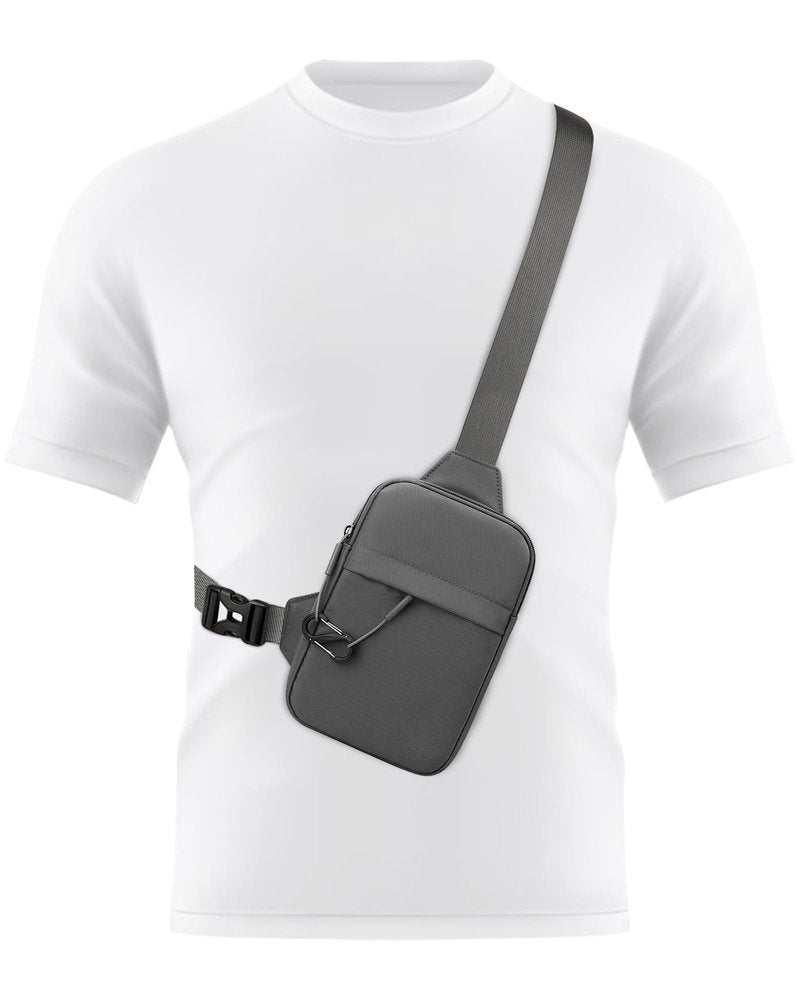 Peicees Small Anti-theft Sling Bag for Men Women Waterproof Mini Crossbody Backpack Chest Bag Travel Passport Phone Holder, Black
