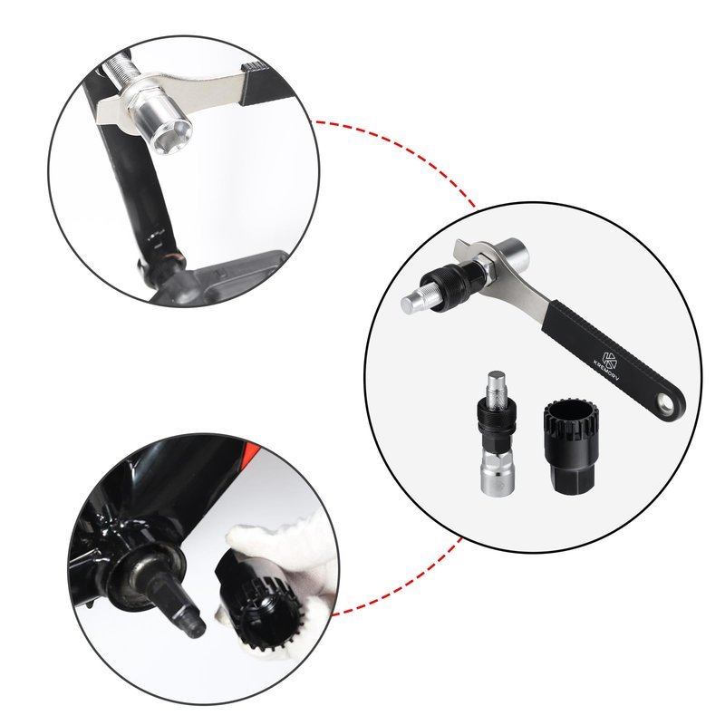 KREMORV Bicycle Crank Extractor Bike Bottom Bracket Removal Tool with 16mm Spanner Repair Tools Kit Compatible with Shimano Octalink ISIS BSA SRAM