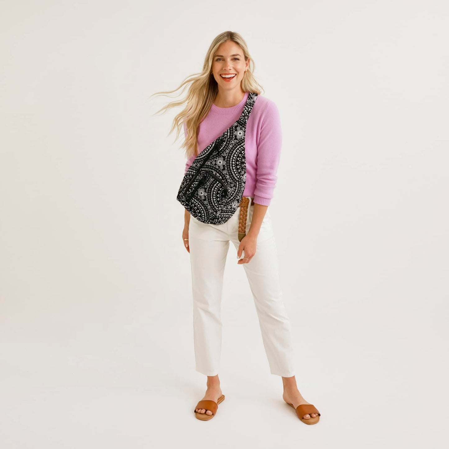 Vera Bradley Women's Cotton Sling Backpack, Sea Air Floral - Recycled Cotton, One Size