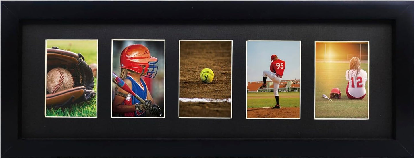 Trading Card Display Frame - 2 Pack for 5 Standard Cards | UV Protection, Black Double Mats, Sports Collector Wall Holder