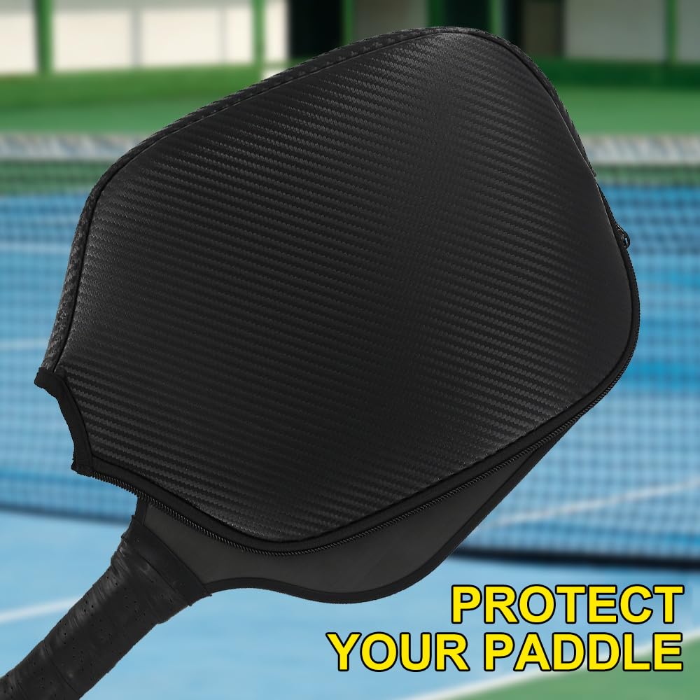 Myartte Pickleball Paddle Cover Black 11.8' L x 9' W PU Leather Protection