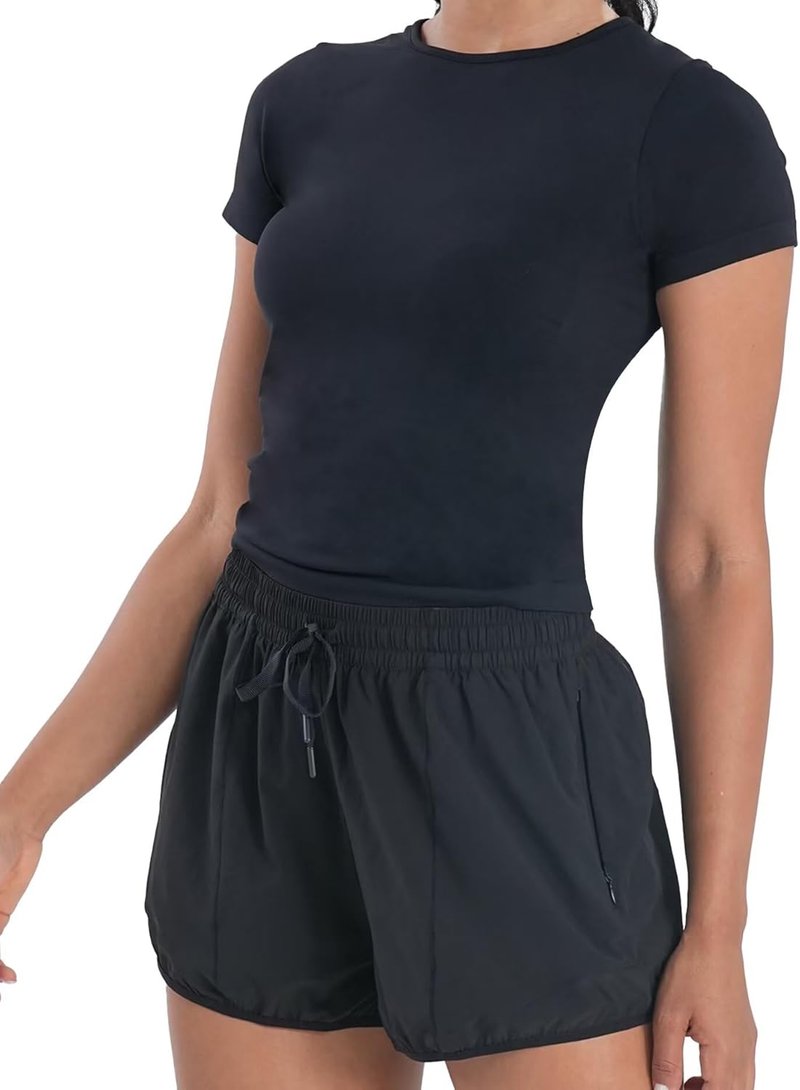 Sunzel Women's Hiking Shorts - Quick Dry Athletic Running Shorts with Zip Pocket | Lightweight & Comfy