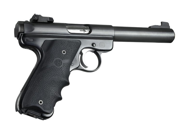 Hogue Rubber Grip with Finger Grooves, Right Hand with Thumb Rest for Ruger MK II/MK III, Black - 82060
