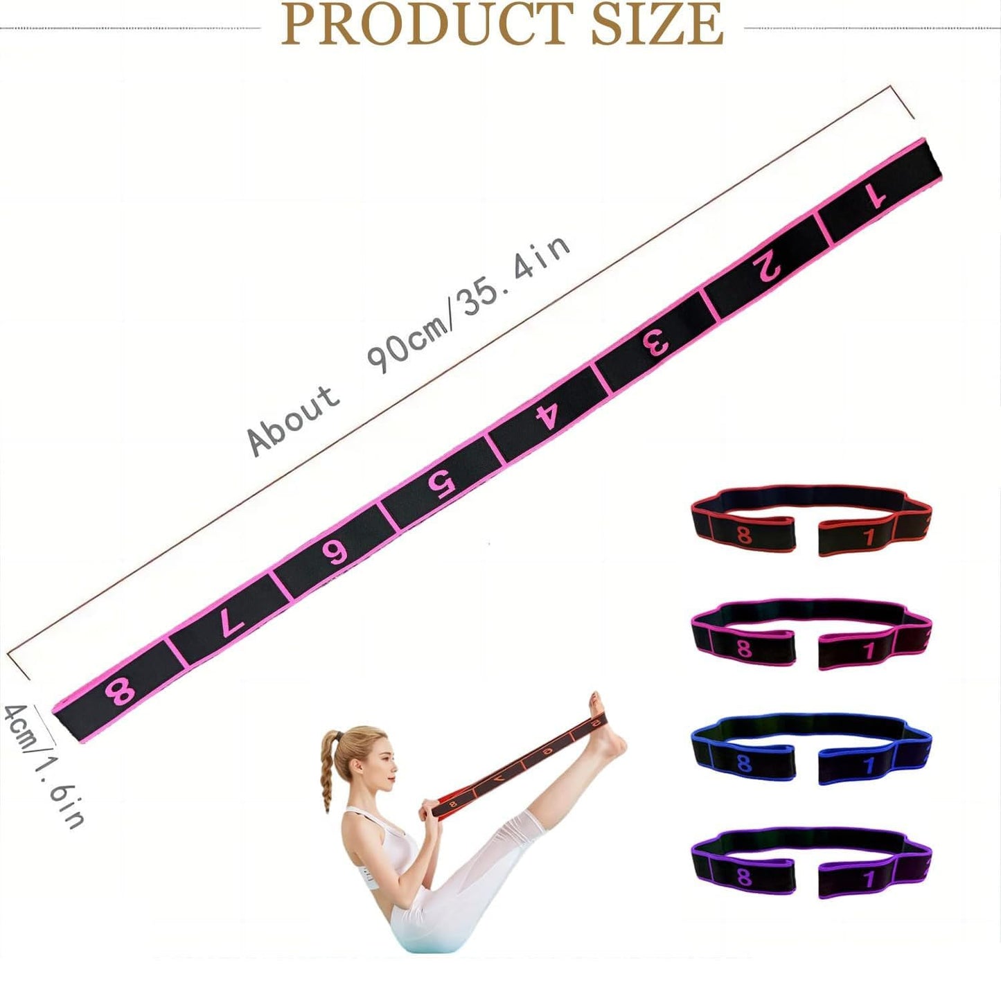 2PCS Fitness Resistance Band for Stretching and Yoga, Number Stretch Resistance Band with Clear Markings, 8-Section Elastic Training Bands for Full Body Stretching Shaping