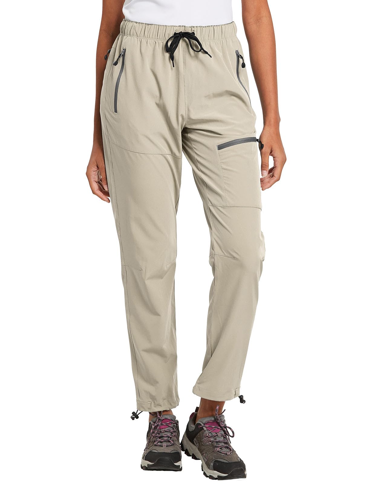 baleaf Travel Pants Women Hiking Long Tall Lightweight Quick Dry Water Resistant Cargo Pants 31'' Trip 31''-Suntan XS
