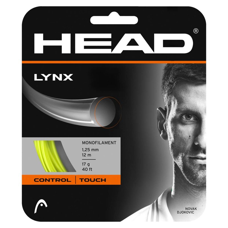 Head Lynx Tennis Racket String 40' Set - 18 Gauge Monofilament Racquet String, Neon Yellow