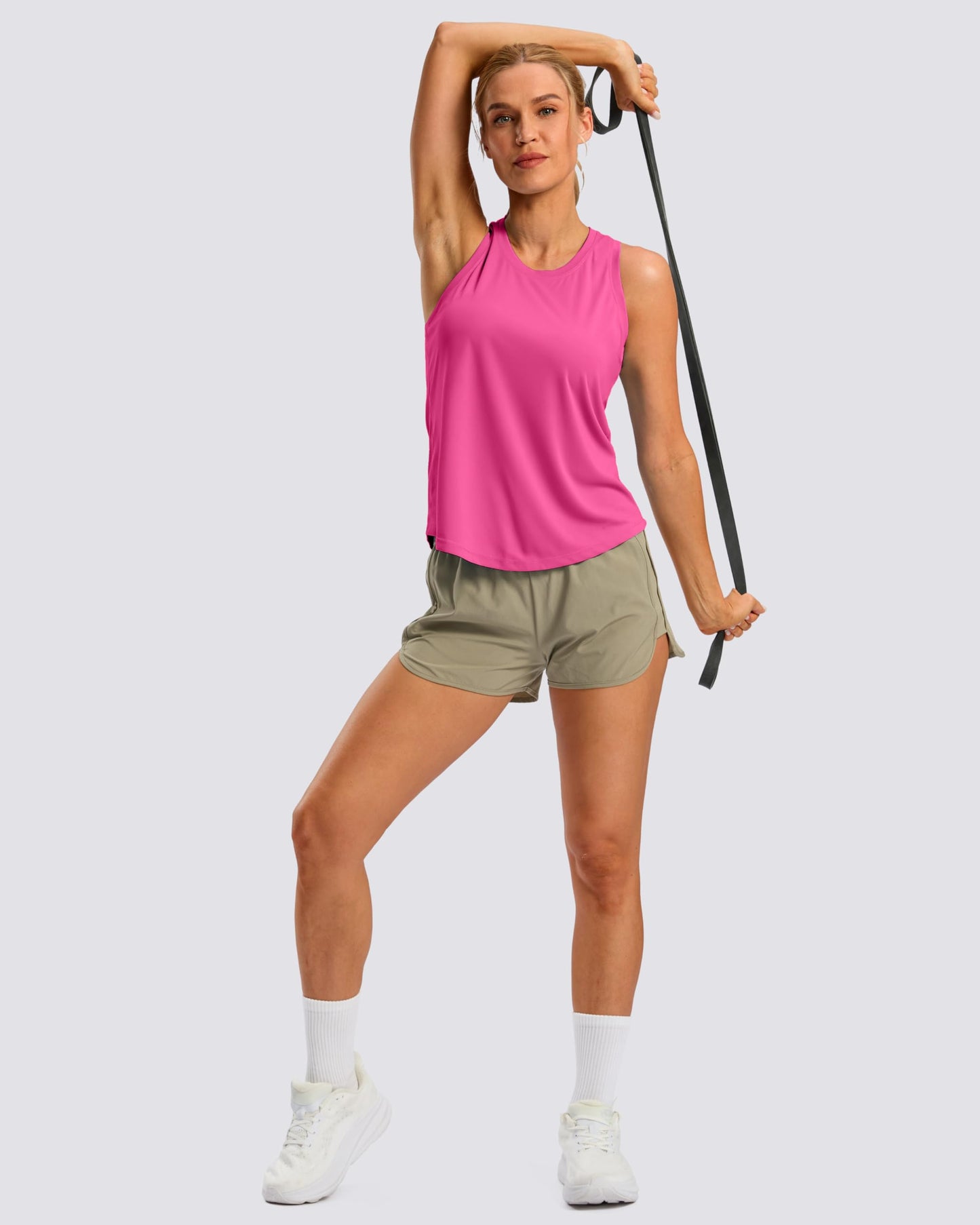 G Gradual Women's Workout Tank Tops Racerback Athletic Yoga Tops Loose Fit Sleeveless Running Gym Sports Shirts for Women(Magenta,L)