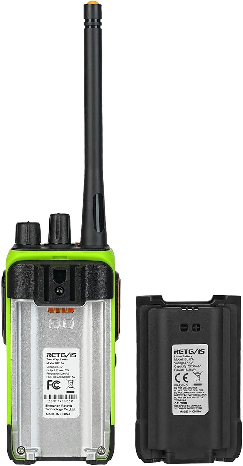 Retevis RB17A Two-Way Radios | Long Range GMRS Walkie Talkies with Earpiece - 2200mAh, 4 Pack for Security & Emergency Preparedness