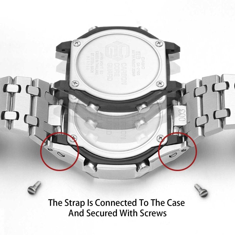 SRDZ Ga2100 Band Case Strap Mod Kit,Round Ring Metal Bezel 316L Steel Modify Custom Parts Compatible With Casioak G-shock Ga-2100/Ga-2110/GAB-2100 (Silver)