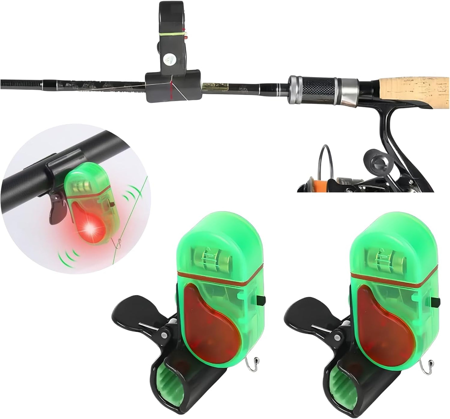 Fishing Bite Alarm - 2-Piece Sensitive Electronic Alerts with LED Lights | Perfect for All Fishing Scenarios