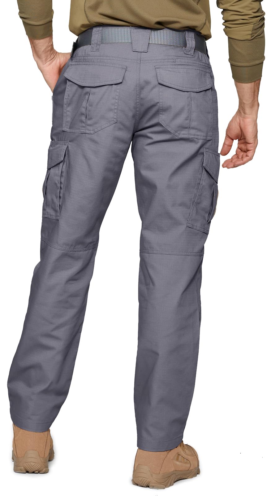 SPOSULEI Cargo Work Pants for Men Ripstop Tactical Pants Lightweight Water Resistant EDC Hiking Carpenter Hunting Pants with Multi Pockets Dark Grey 34Wx30L