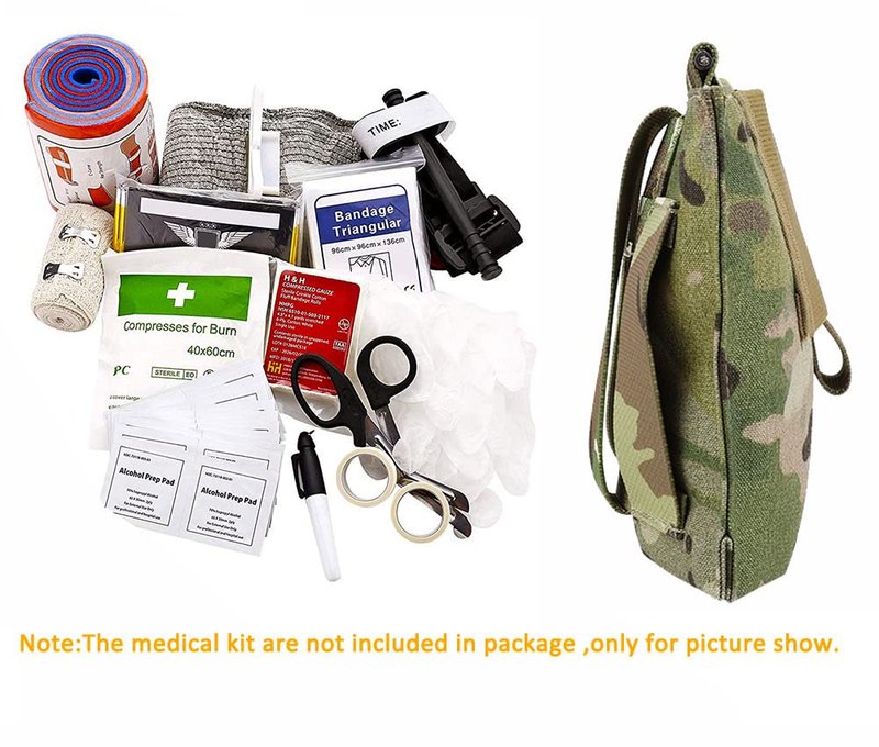 KRYDEX Tactical Blow Out Kit Bag Medical Pouch First Aid Bag IFAK Pouch with MOLLE and Belt Loop (MC)