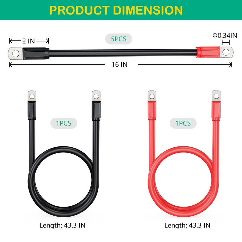 FIXHAWK Club Car Battery Cables Wiring Kit for Club Car DS & Precedent 1994-up 48 Volt Golf Cart, 4 Gauge Pure Copper Heavy Duty Golf Cart Battery Cables (7 PCS)