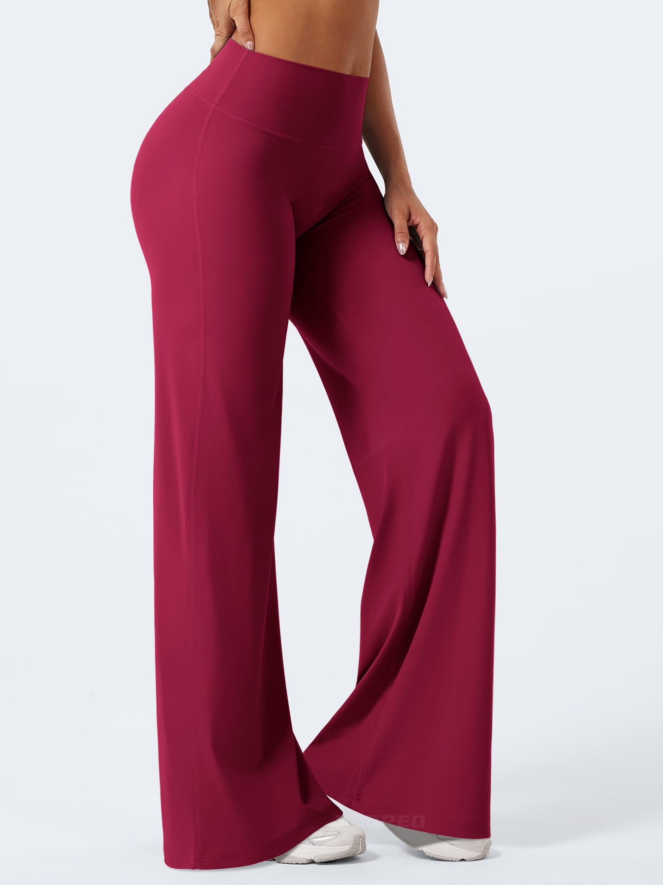 YEOREO Workout Leggings Womens No Front Seam Straight Leggings 35" High Waist Buttery Eddiy Gym Yoga Pants Ancora Red XL