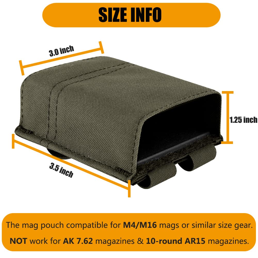 KRYDEX 5.56 Magazine Pouch,MOLLE Mag Holder with Quick Release Magazine Pouch Insert (RG)