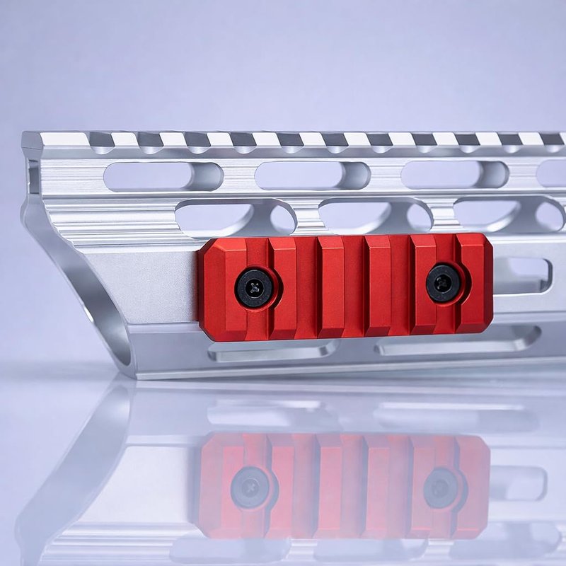 GOTICAL M-LOK 5 Slots Picatinny Rail Section - CNC Machined Aluminum, Anodized Red | 2 Pack with Screws & Nuts