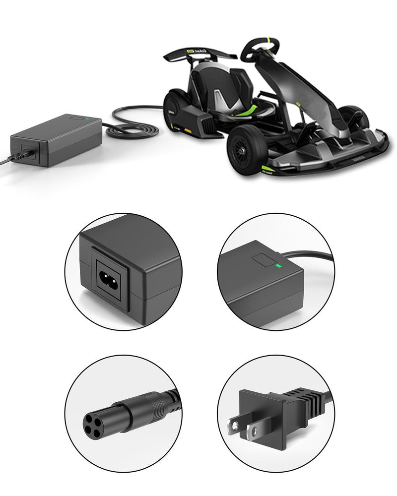 VHBW 63V Charger Compatible with Segway Ninebot Charger 4 Prong Compatible with Segway Ninebot S/S-MAX/Mini lite/Mini PRO/Go Kart Kit, Gokart PRO Scooters