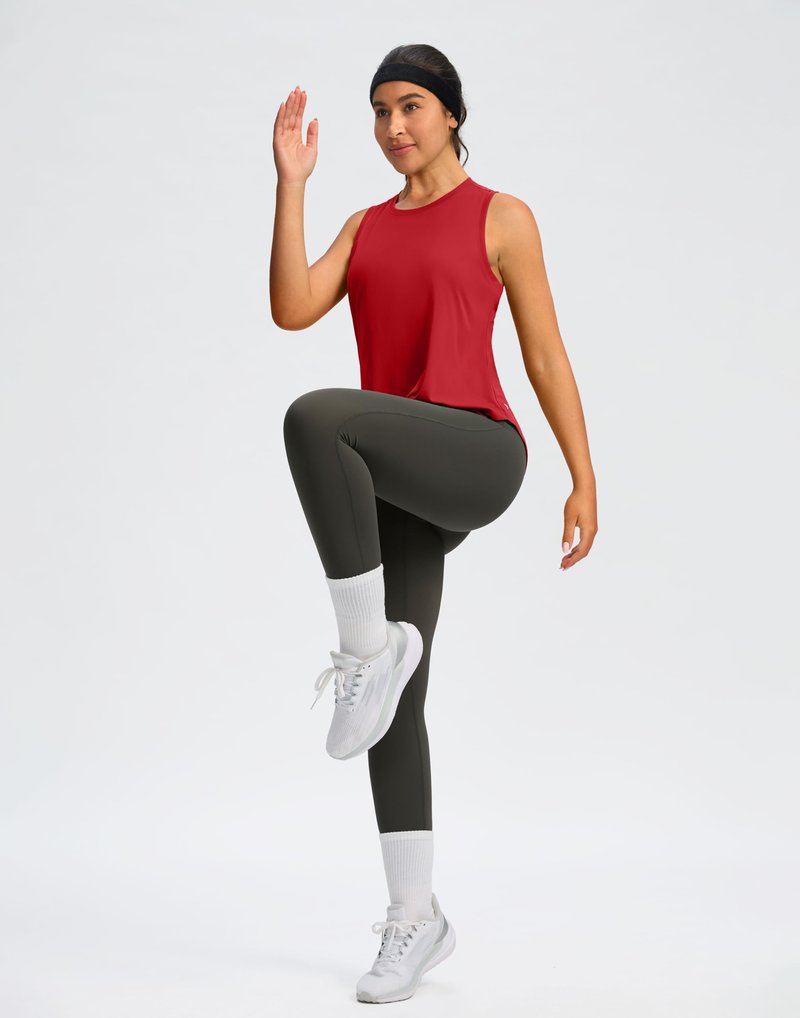SANTINY Women's Sleeveless Workout Tops Lightweight Tennis Yoga Gym Athletic Running Shirts Racerback Tank Tops for Women (Red_M)