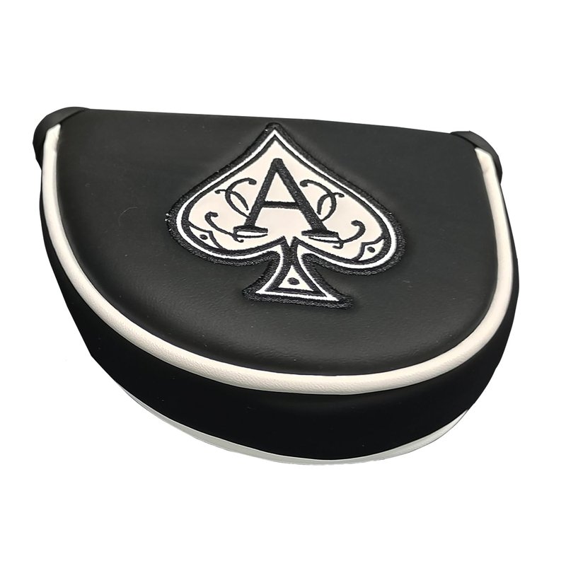 Poker Ace Black Mallet Golf Putter Cover Heel Shaft Head Cover with Magnetic Closure