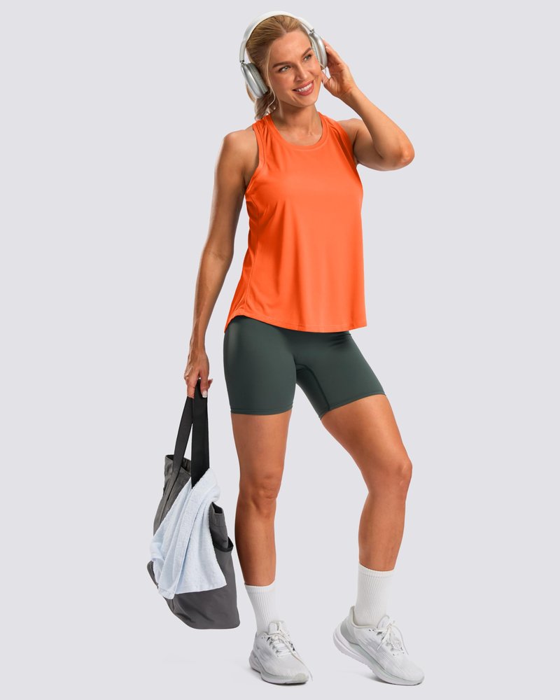 G Gradual Women's Workout Tank Tops Racerback Athletic Yoga Tops Loose Fit Sleeveless Running Gym Sports Shirts for Women(Orange,XXL)