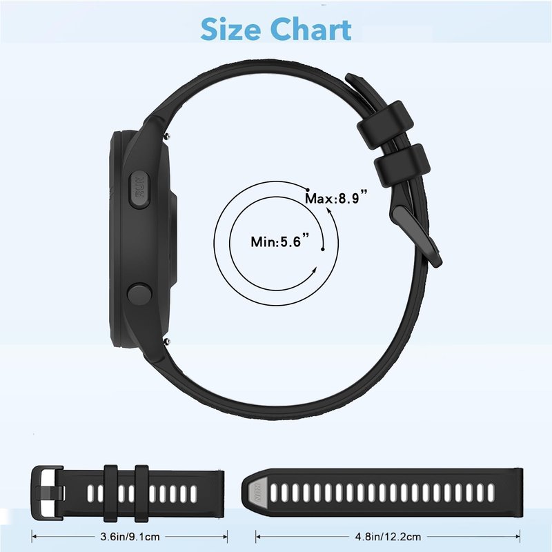 Waterproof Bands Compatible with Garmin Forerunner 265 Watch Band/Garmin Forerunner 255 Watch Band, Classic Soft Sports Replacement Wristband (Navy Wihte)