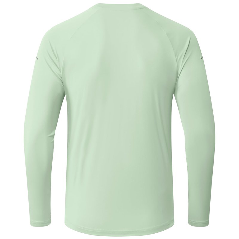 Men's Long Sleeve Rash Guard Swim Shirts UPF 50+ Sun Protection Dry Fit T-Shirt Athletic Tops for Running Hiking Fishing Light Green M