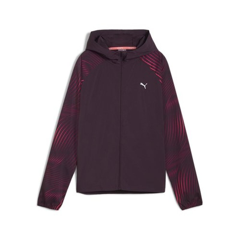 PUMA Women's Run Favorite Woven Jacket, Midnight Plum-AOP AW24, Large