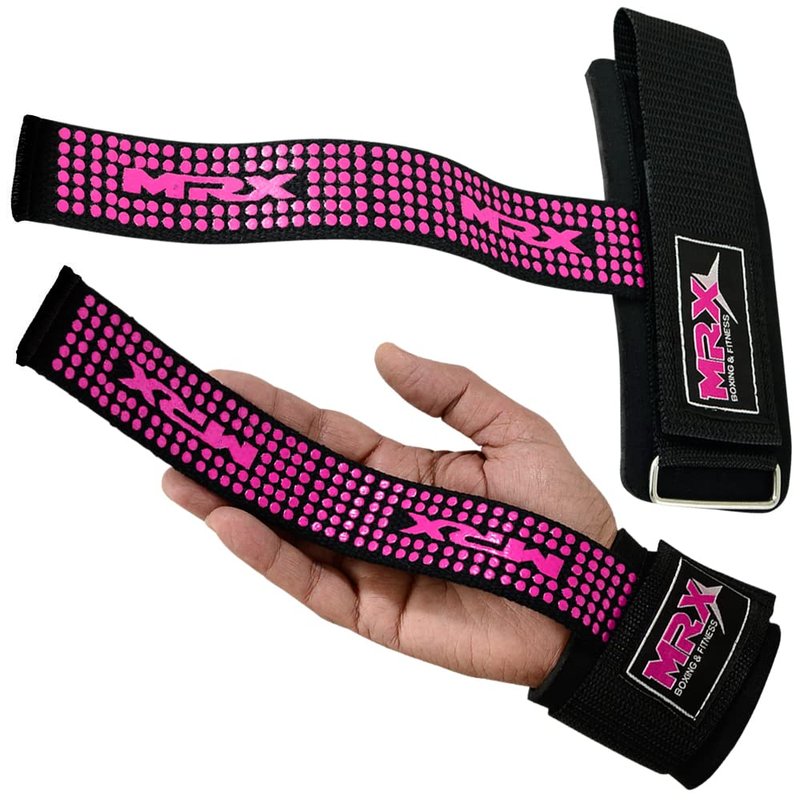 MRX Lifting Strap for Weightlifting Deadlift Straps for Powerlifting with Wrist Wrap Support for Strength Training Bodybuilding Wrist Straps for Weight Lifting|Black/Pink