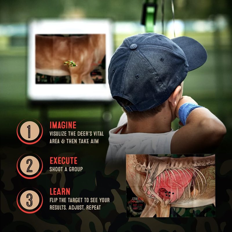 Deer Target 2-Sided Paper Range Targets (5pack) 18" x 26" for Archery & Rifle Hunters | Realistic Educational Anatomy Illustration by EthiKill…