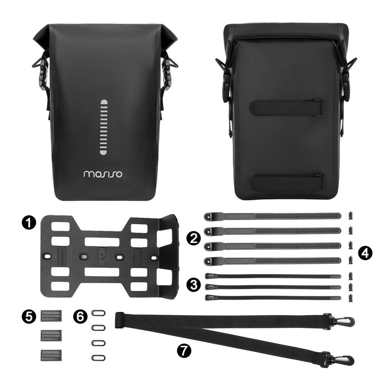 MOSISO Bike Front Fork Bag Waterproof 6L Bike Pannier Saddle Bicycle Fork Rack Bag, Bicycle Shoulder Pouch Cycling Accessories Pouch with Reflective Strips for Road Mountain Cycling, Black