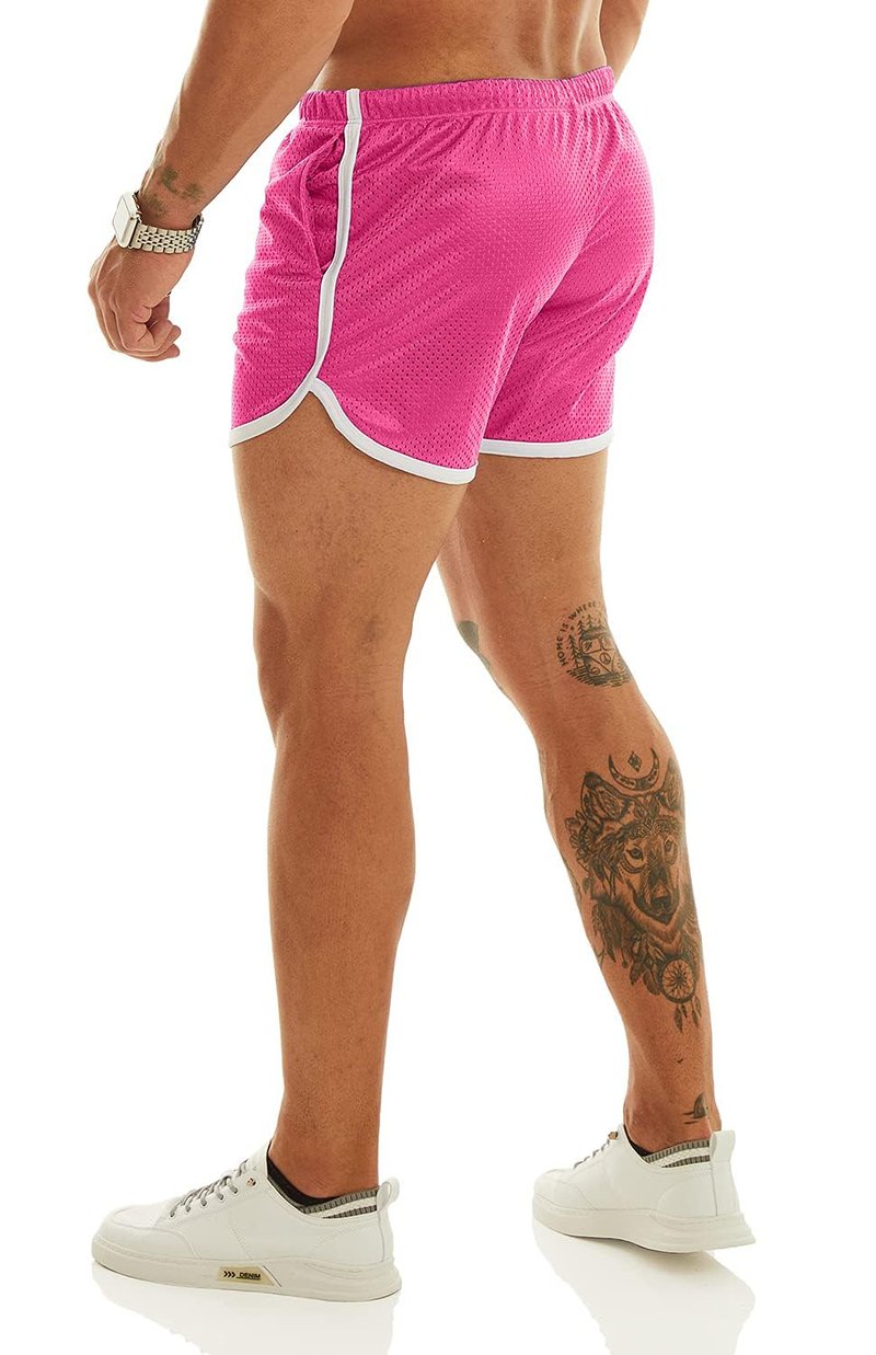Ouber Men's Fitted Shorts Bodybuilding Workout Gym Running Tight Lifting Shorts with Pockets Green, L