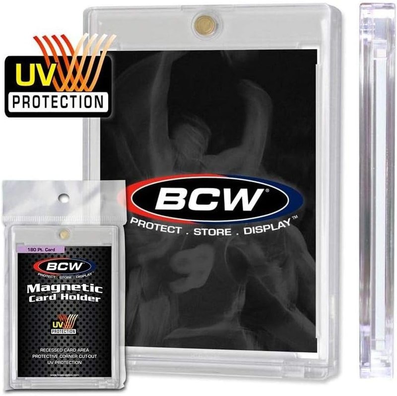 Magnetic Card Holders - 180 Pt Trading Card Protectors | 12 Pack, 2-Piece Design with Gold Magnet | Durable Hard Plastic Sleeves