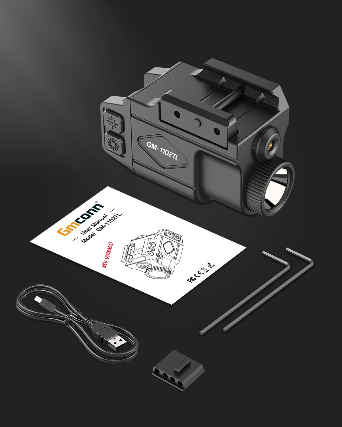 Gmconn 800 Lumen Green Laser Light Combo for Pistol | Tactical Flashlight with Strobe & Momentary Function
