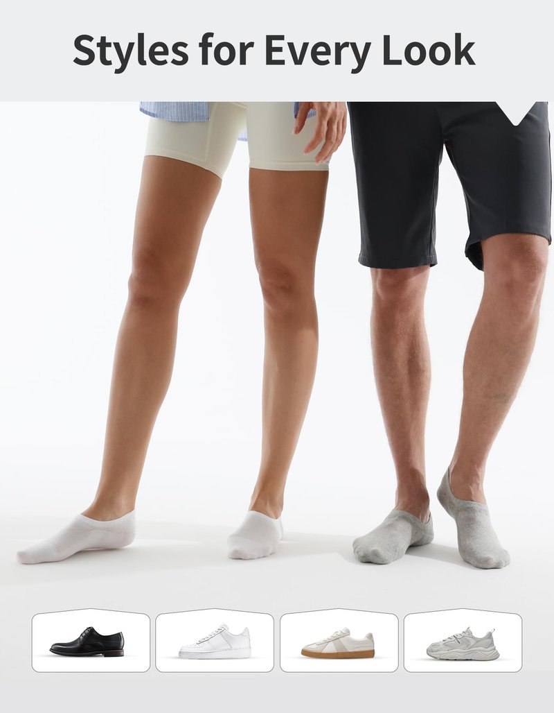 CLOSEMATE Mens No Show Socks Cotton Thin High Elasticity Low Cut Ankle Socks with Non Slip Grips 6 Pairs (6Grey, Size XL)